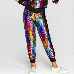 Jojo’s closet rainbow sequins jogger pants size (14-16) XL junior